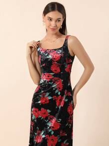 SHEIN Privé Quý cô Giường đôi In Da lộn Đầm trượt băng - Nhiều màu - Xem 4