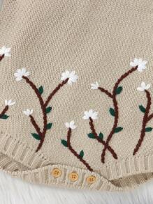 SHEIN Conjunto De Body Y Suéter Tipo Cárdigan Con Estampado De Flores Y Abejas Para Niñas Pequeñas - Beis - Ver 5