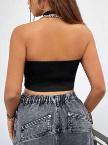 CovetEZ 大尺碼2024春夏季空心短款甜心領上衣，適用於情人節