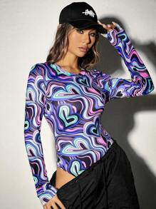 SHEIN ICON Body De Mujer Con Estampado De Corazones Que Brillan En La Oscuridad - Multicolor - Ver 8