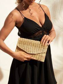 SHEIN VCAY 女性翻蓋手拿包 - 駝色 - 查看 6