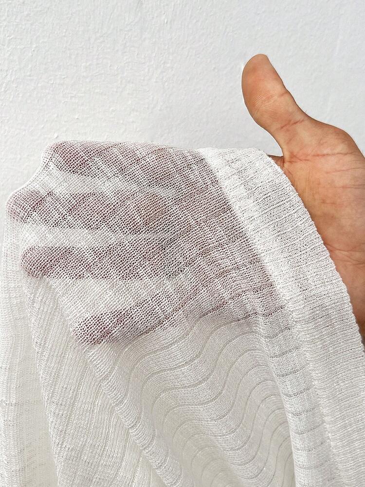 Plus Size Solid Color V-Neck Distressed Sweater