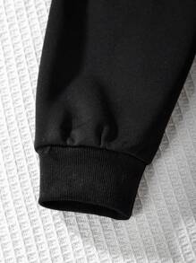 Sudadera Con Capucha Para Adolescentes Con Cierre De Cremallera Y Patrón De Estrella - Negro - Ver 6