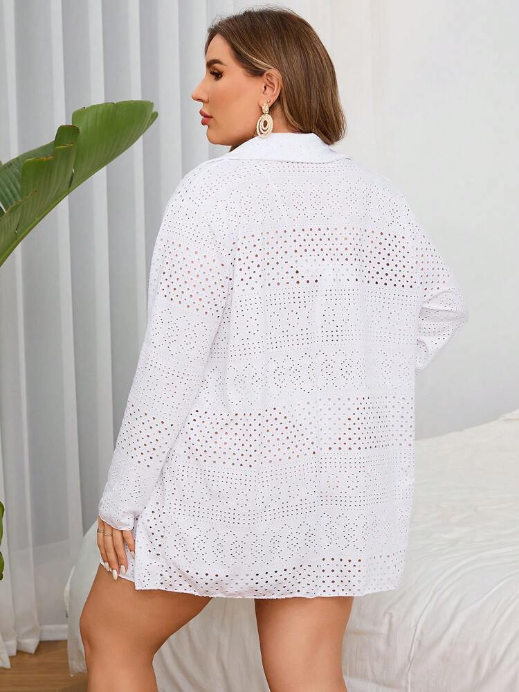 Summer Plus Size Women'S Asymmetrical Embroidered Kimono With Long Sleeves