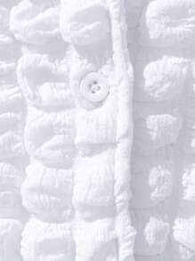 SHEIN Nhỏ bé Cô gái Nút Lên Tay áo dài Áo Và Bộ quần short - trắng - Xem 3