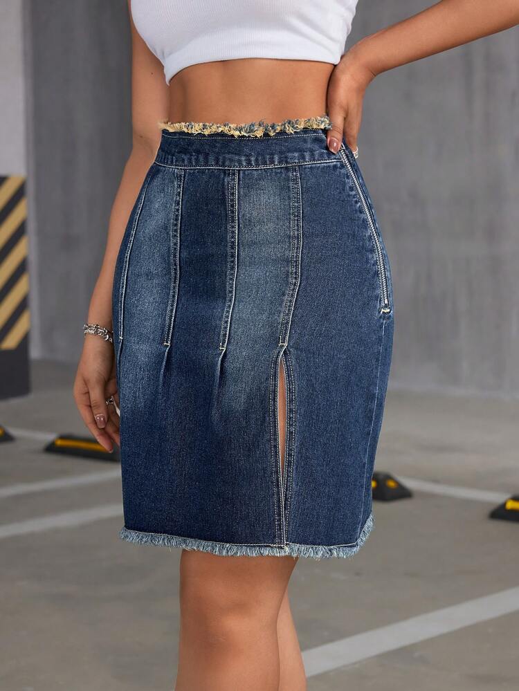 Women'S Slit Denim Skirt
