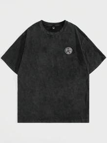 GAWX Hombres Camiseta con letra con estampado de figura de dibujos animados - Negro - Ver 2