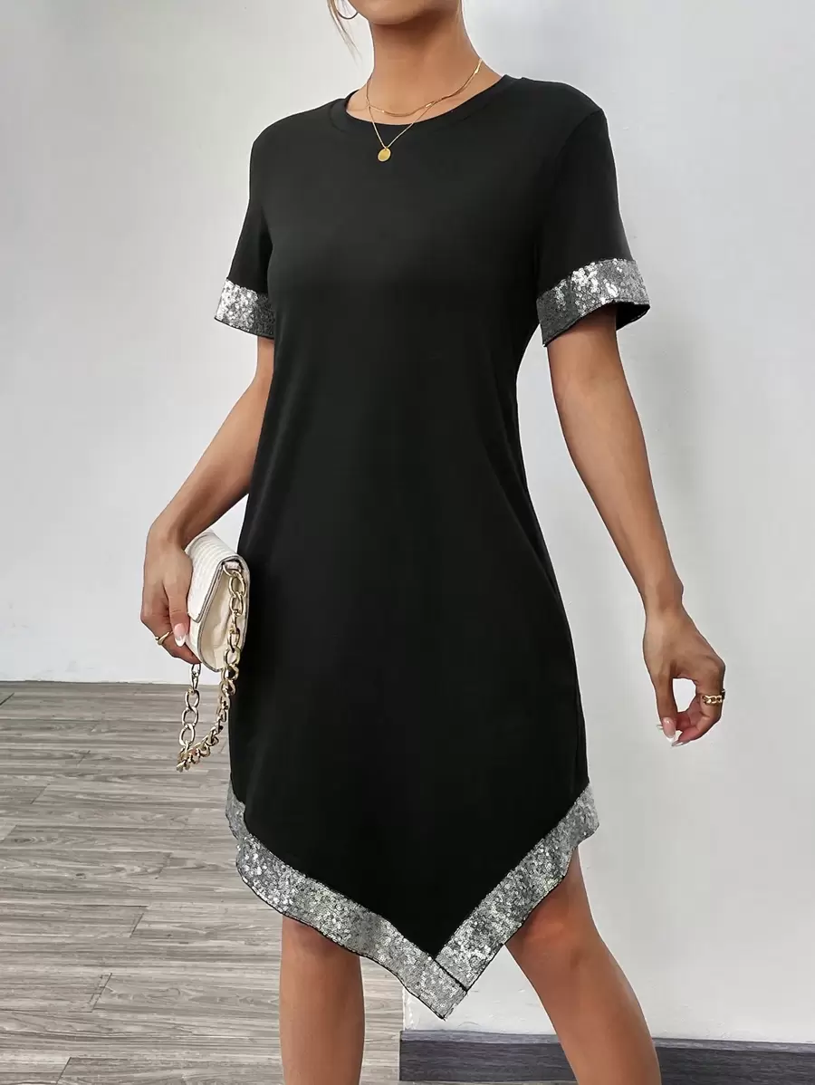 Chiquease Women's Patchwork Sequin Dress - Black - View 1