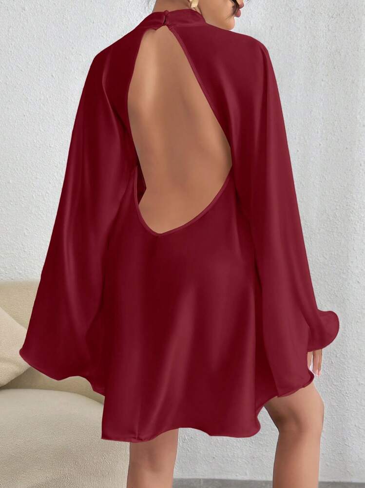 backless kimono dress Goddess Backless Dress and Bell Sleeve Kimono 2 Piece Matching Set | Red  and Gold Patterns Bohemian Royal Outfit | Boho Open Back Dress Set