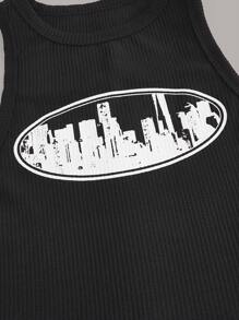 SHEIN EZwear 3入組大尺碼女性時尚印花短上衣 - 黑與白 - 查看 12