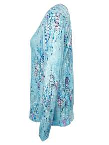 女士几何印花圆领休闲宽松长袖T恤