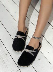 roulvxiang Nouveaux sandales et mules à motif liège à micro-talon bohème pour l'automne et l'hiver, convenant pour les déplacements quotidiens, les plates-formes, les mules - Noir - Voir 4