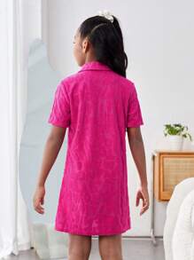 SHEIN Girls' Everyday Casual Knitted Jacquard Shirt Dress
