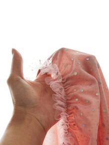 SHEIN Maternity Pink Off-shoulder Mesh Dress - Pink - View 7