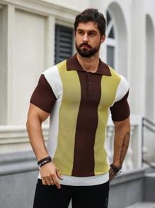 Manfinity Homme Maglia A Maglia A Manica Corta A Blocchi Di Colore Per Uomo