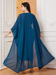 Modelyn 加大碼鑽石裝飾洋裝連夾克2件套 - 藍色 - 查看 2