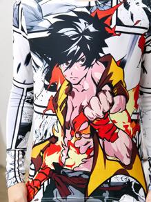 2入組修身款卡通印花圓領長袖t恤和針織睡衣,非常適合冬季 - 彩色 - 查看 6