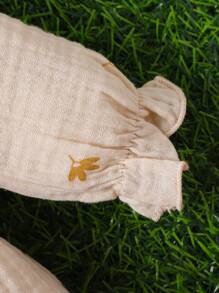 SHEIN Baby Girls' Simple & Cute Plant Printed Dress - Apricot - View 4