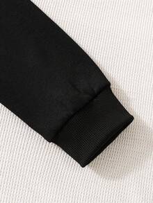 Tween女孩的字母印花運動衫 - 黑色 - 查看 4