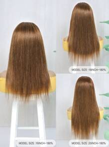 Transparent Lace 13x4 Lace Front Wigs Brown Color Long Straight Hair Human Hair 180 Density Pre Plucked With Baby Hair Daily Use