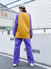 Gameset SHEIN Sport Women'S Letter Print Raglan Sleeve Top And Joggers Sports Suit - Purple - View 2