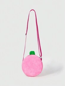 ROMWE Kawaii 草莓毛绒女士斜挎单肩包，时尚可爱的草莓钱包 - 粉色 - 查看 3