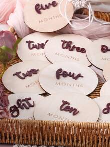 新生兒每月里程碑卡攝影套裝 - 酒紅色 - 查看 7