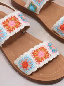 SHUZIA 女士花紋底平底涼鞋 - 米色 - 查看 3