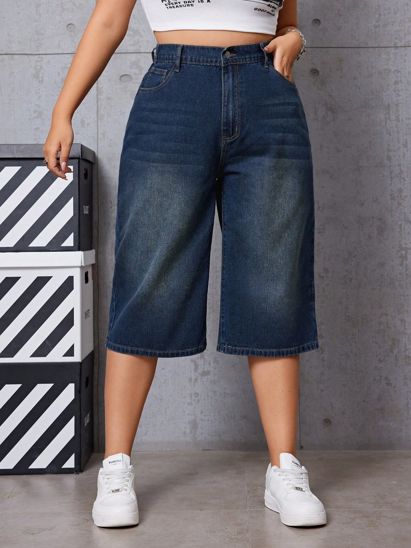 Plus denim shorts