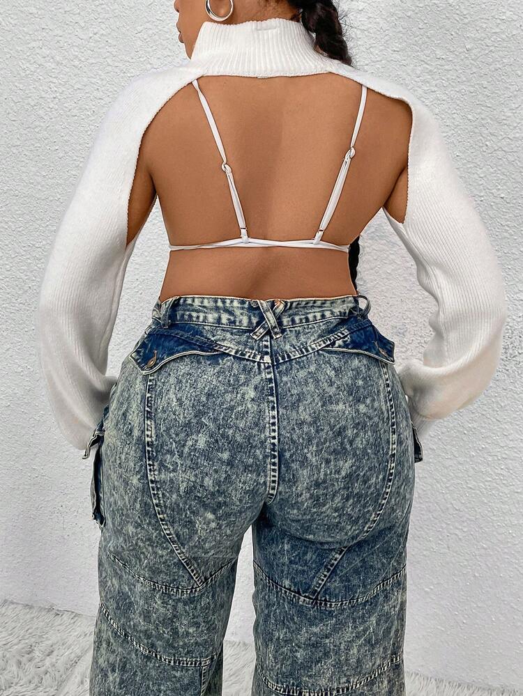 Women'S Plus Size High Neck Zipper Crop Cardigan With Open Front Fall Cloth For Women