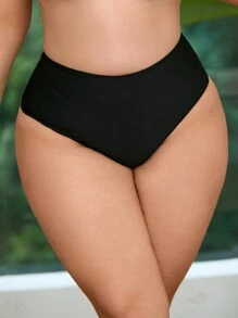 Swim Lushoire Summer Beach Plus Size Women's Solid Color Bikini Swim Bottoms