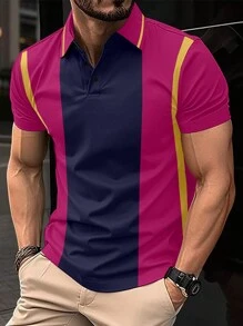 Manfinity Homme Polo A Maniche Corte Con Blocchi Di Colore E Taglie Forti Da Uomo