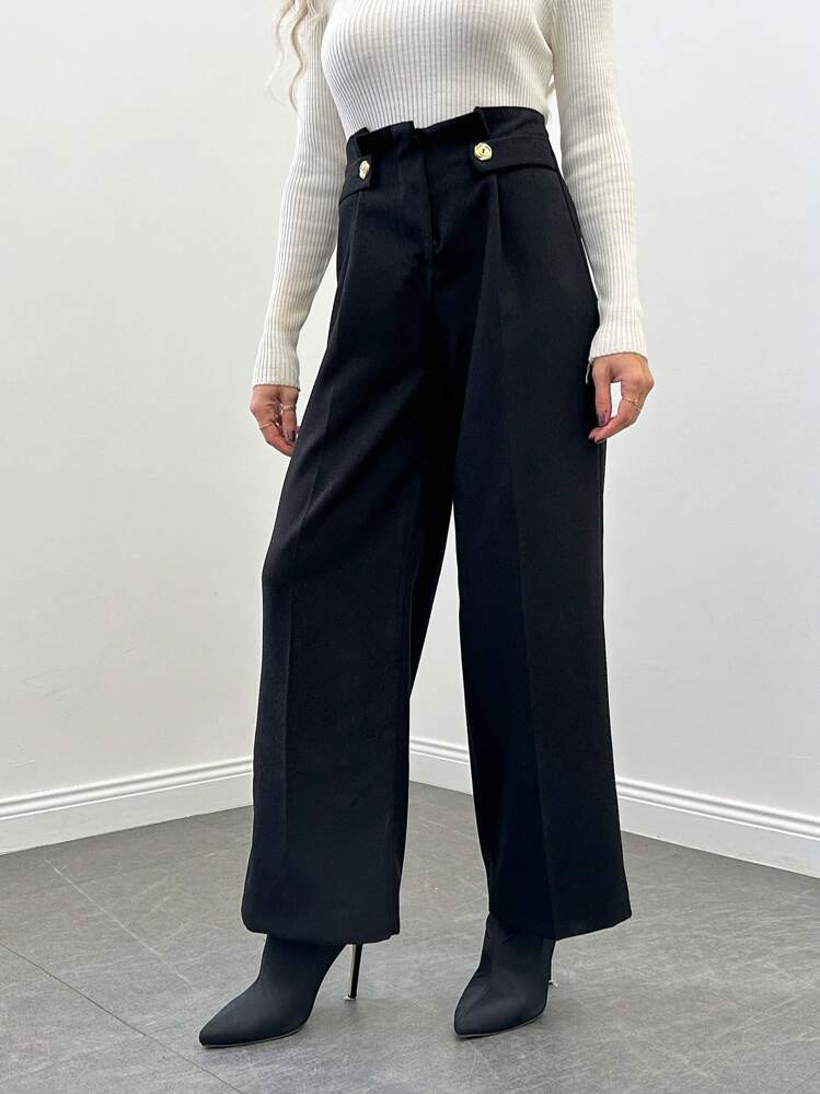 EURMUSE Women's Wide Leg Pants - Black - View 5