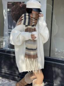 女性時尚秋冬圍巾 - 棕色 - 查看 5