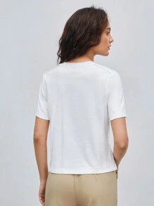BizChic Women's Printed Short Sleeve T-Shirt - White - View 6
