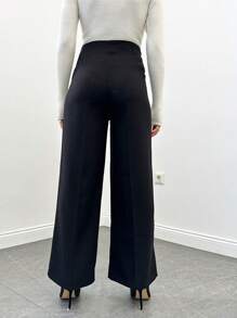 SHEIN Cottnline Women's Wide Leg Pants - Black - View 2