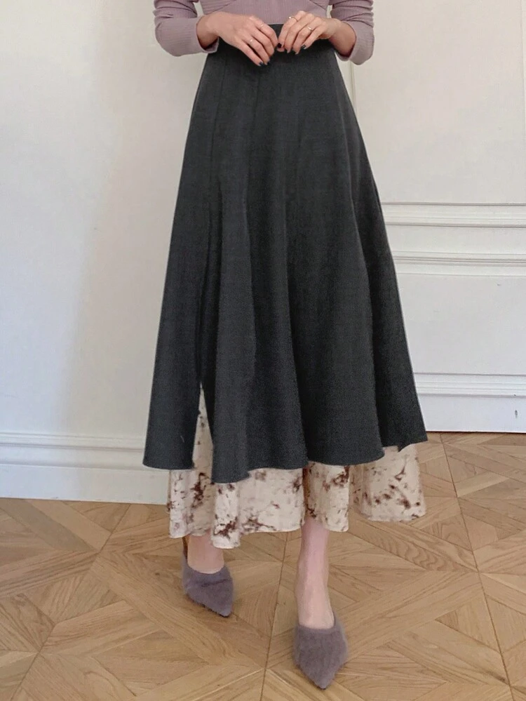 Ladies' Patchwork And Tie-Dye Print Skirt