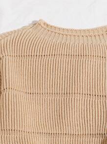 Franclia Women's Round Neck Pullover Sweater,Long Sleeve Tops Knit Pullover Fall Winter Sweater - Khaki - View 4