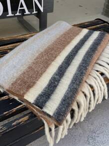 女性時尚秋冬圍巾 - 棕色 - 查看 8