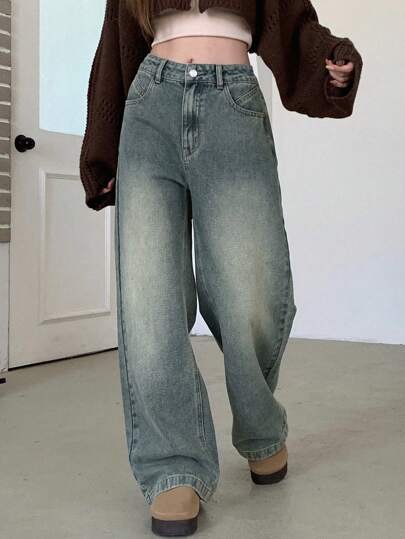 DAZY 女式阔腿牛仔裤、宽松牛仔裤
