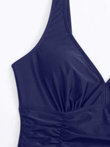 Swim Basics Traje De Baño De Una Sola Pieza Sólido - Azul Marino - Ver 6