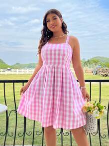 Flirla Kích thước lớn Kẻ sọc Váy Dây - Đỏ và trắng - Xem 7