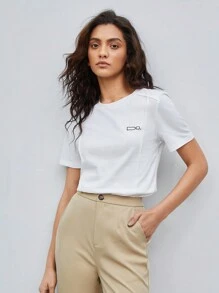 BizChic Women's Printed Short Sleeve T-Shirt - White - View 7
