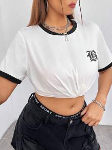CovetEZ Camiseta De Manga Corta Con Estampado De Letras De Talla Grande Para Mujer - Blanco - Ver 7