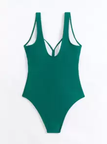 Swim Lushoire Summer Beach Ladies' Ruffled One Piece Swimsuit - Green - View 7