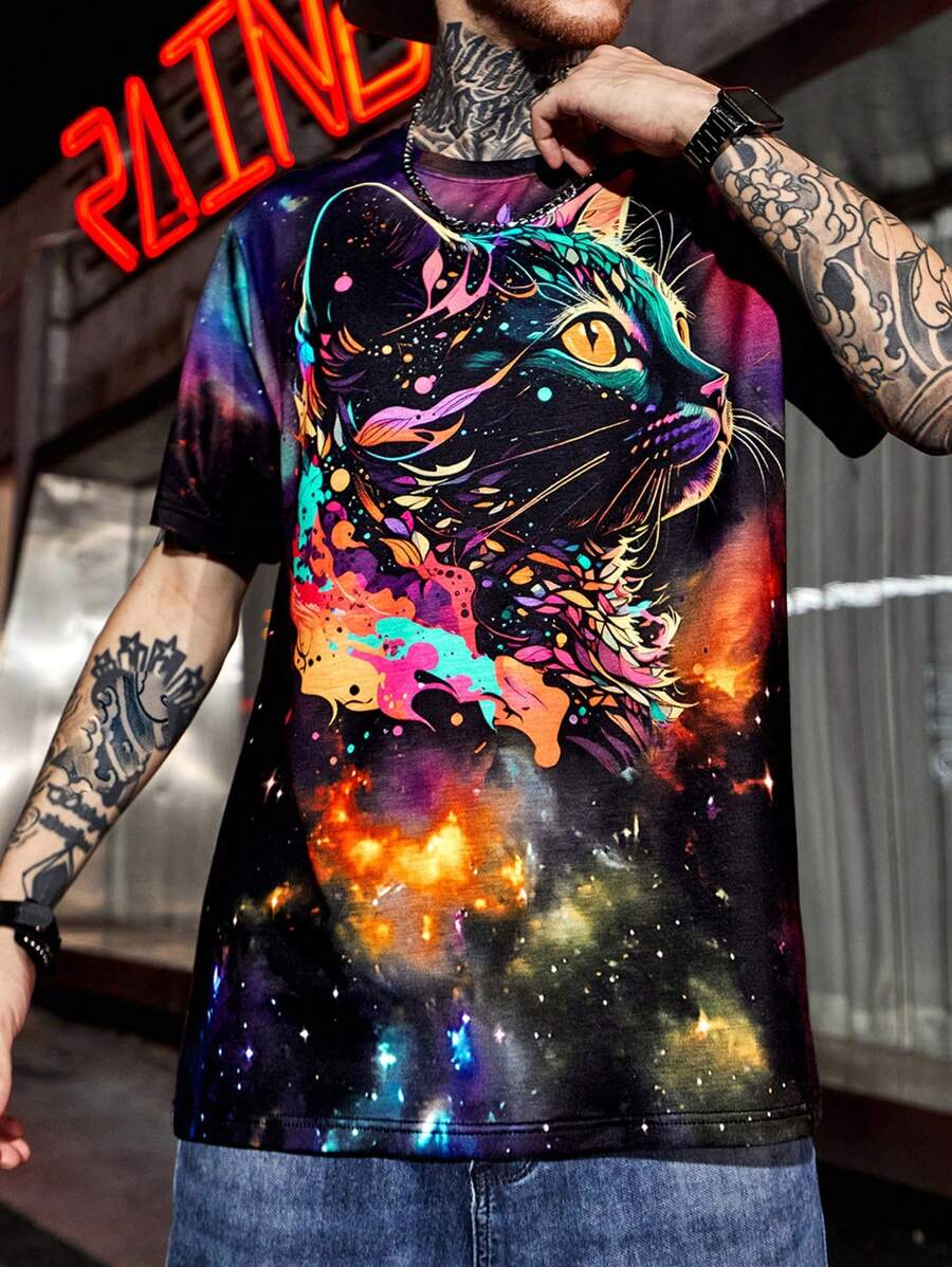 Manfinity LEGND 男士星系和3D動物印花T恤 - 彩色 - 查看 1