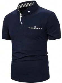 Manfinity Homme 男士加大尺碼短袖polo恤 - 藏蓝色 - 查看 3