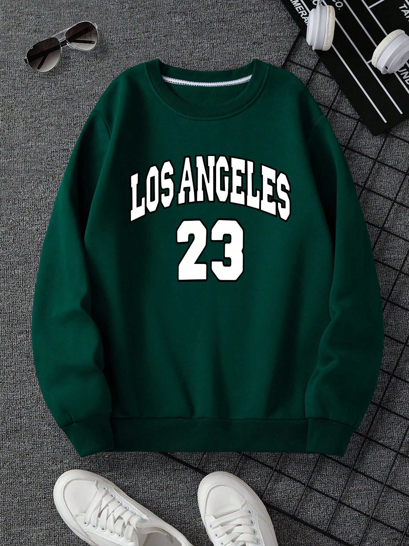 Manfinity Dauomo Men's Fleece-Lined Sweatshirt With Letter Print