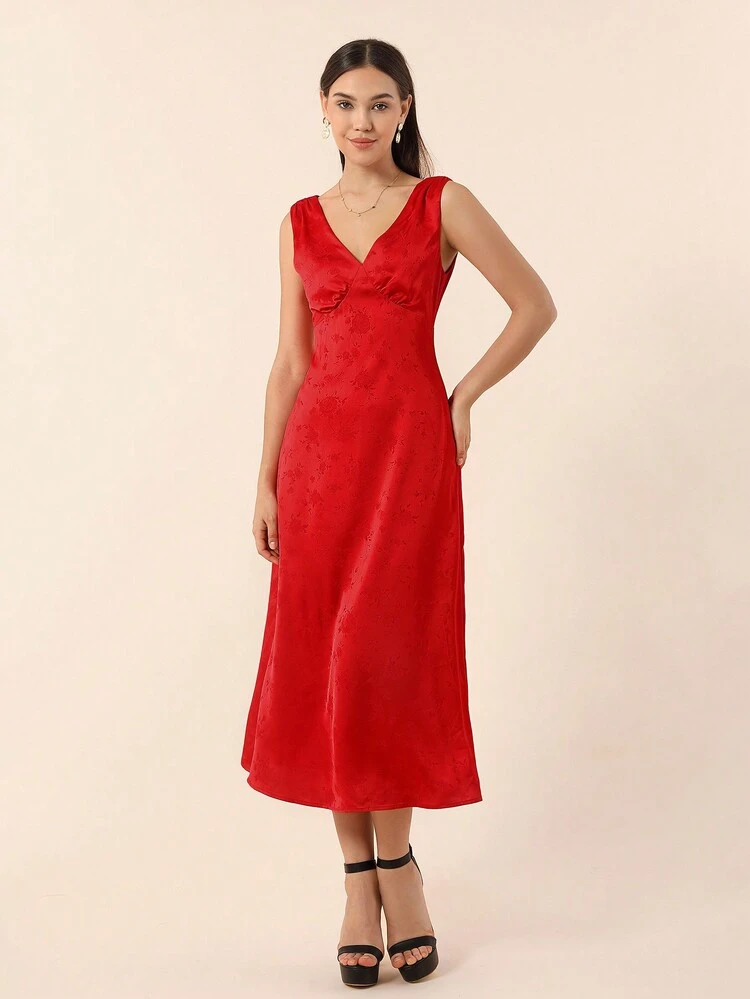 Women'S Jacquard Pendant Decor Sleeveless Dress