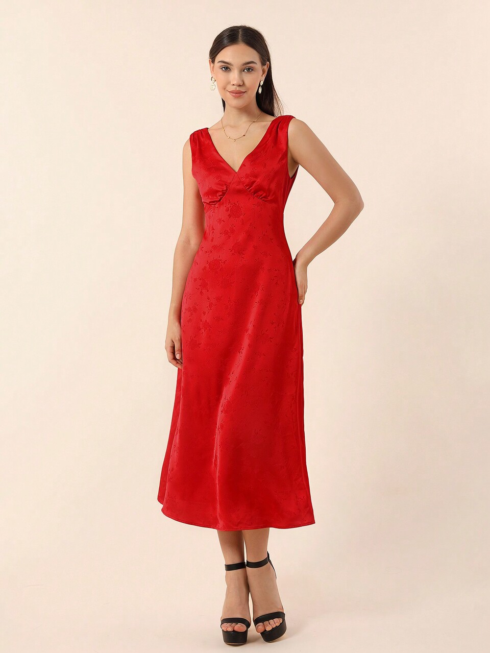 Women'S Jacquard Pendant Decor Sleeveless Dress